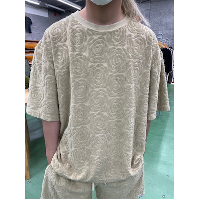 【Rose pattern pile jacquard over silhouette t-shirt】22SS050*121画像9